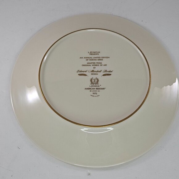 Lenox Annual Limited Edition Plate American Redstart Gold Trim 1975 Edward Boehm - Picture 3 of 8